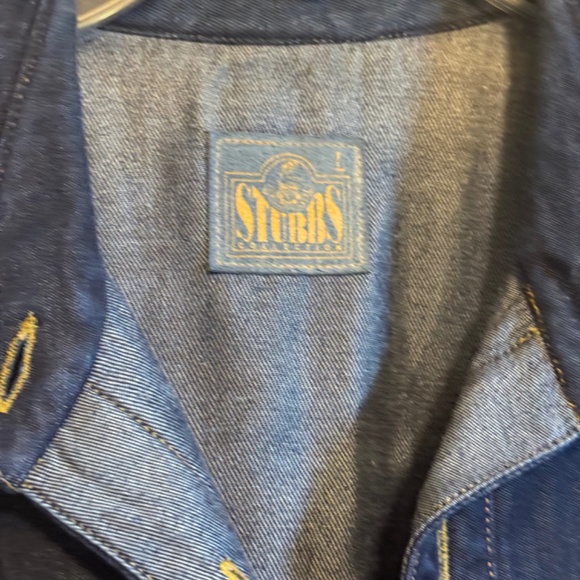 Men's Stubbs Indigo Denim Western Shirt Long Sleeve Shirt Without buttons SZ L - Picture 4 of 4